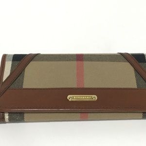 Authentic Burberry Wallet with Saddle Leather Trim
